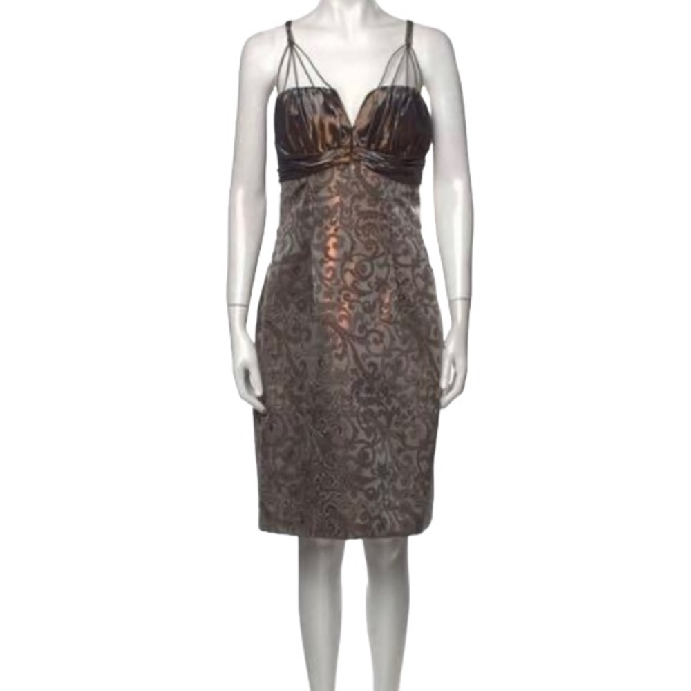Badgley Mischka Neutrals/ Pattern Print Printed Midi Length Dress Women’s Size 2